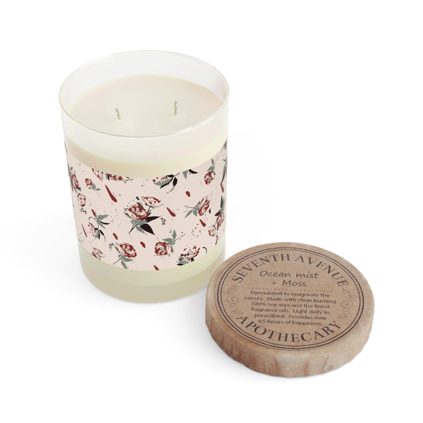 Marzipan Rose Scented Candle - Full Glass, 11oz