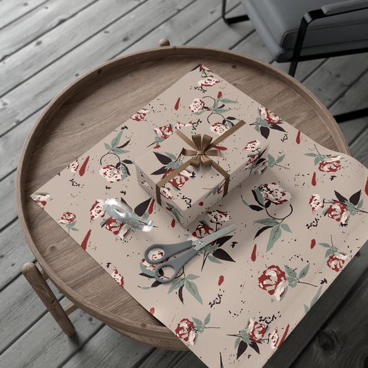 Gift Wrap Papers - Cottage Rose Taupe Floral Design