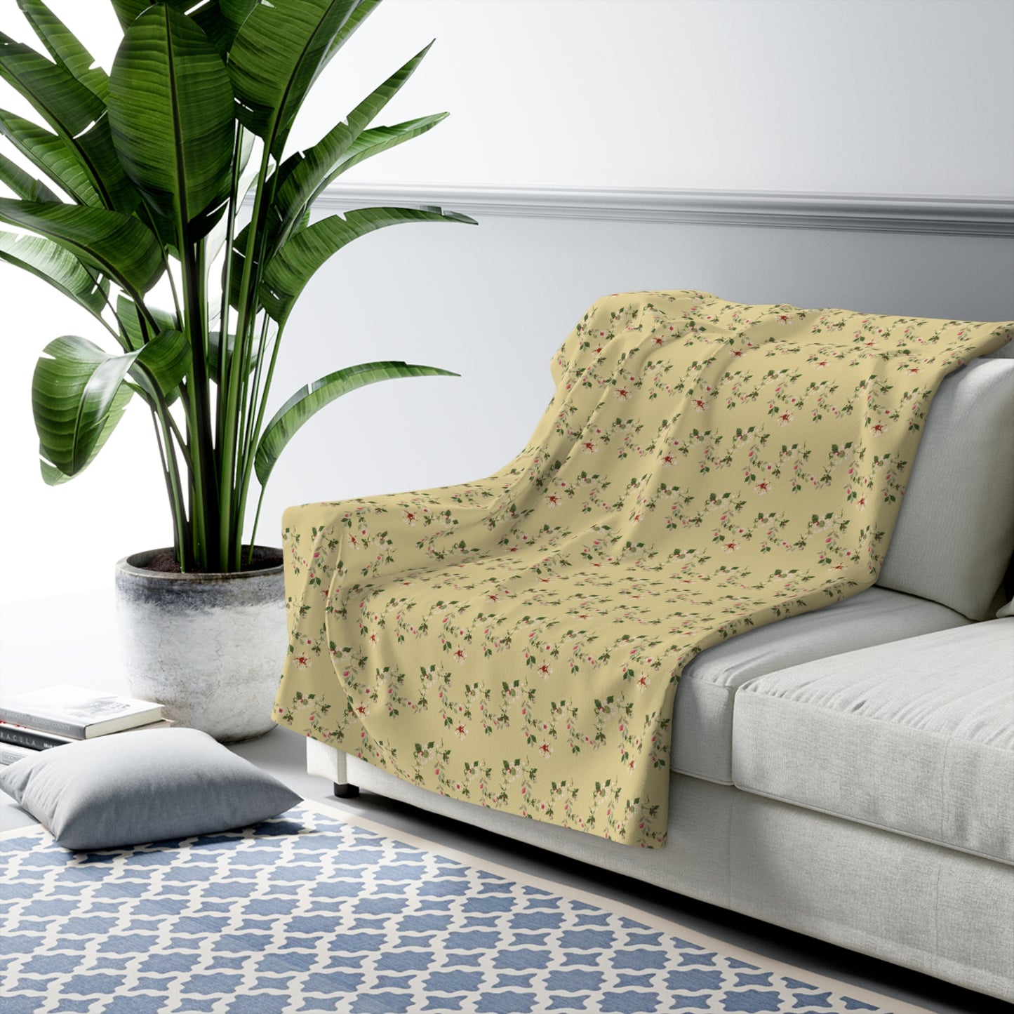 Cottage Vine Sherpa Fleece Blanket