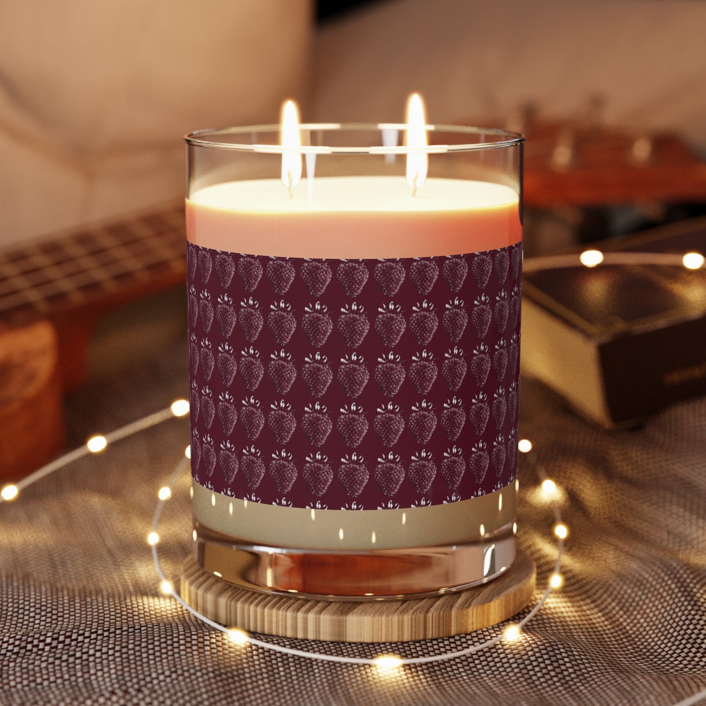 Strawberry Stamp Scented Candle in Cranberry