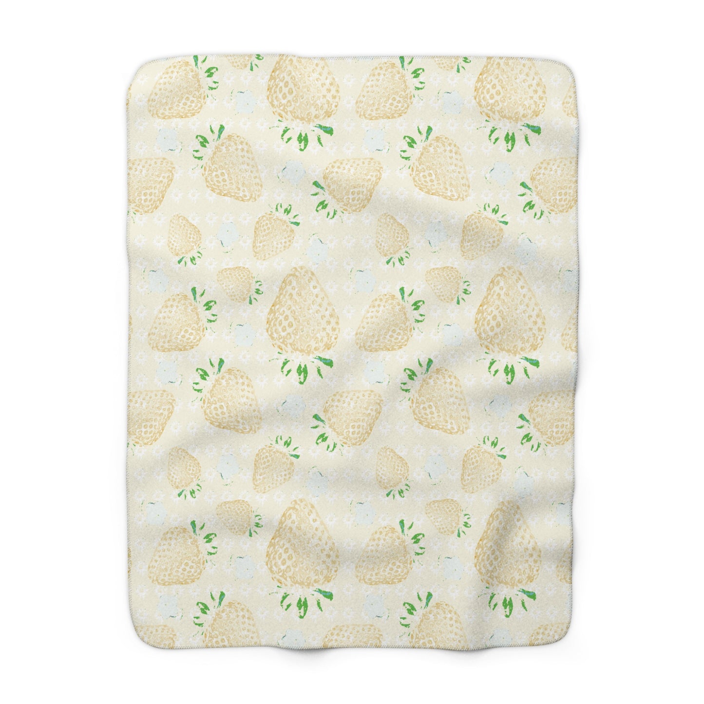 Lemon Retro Strawberry Sherpa Fleece Blanket