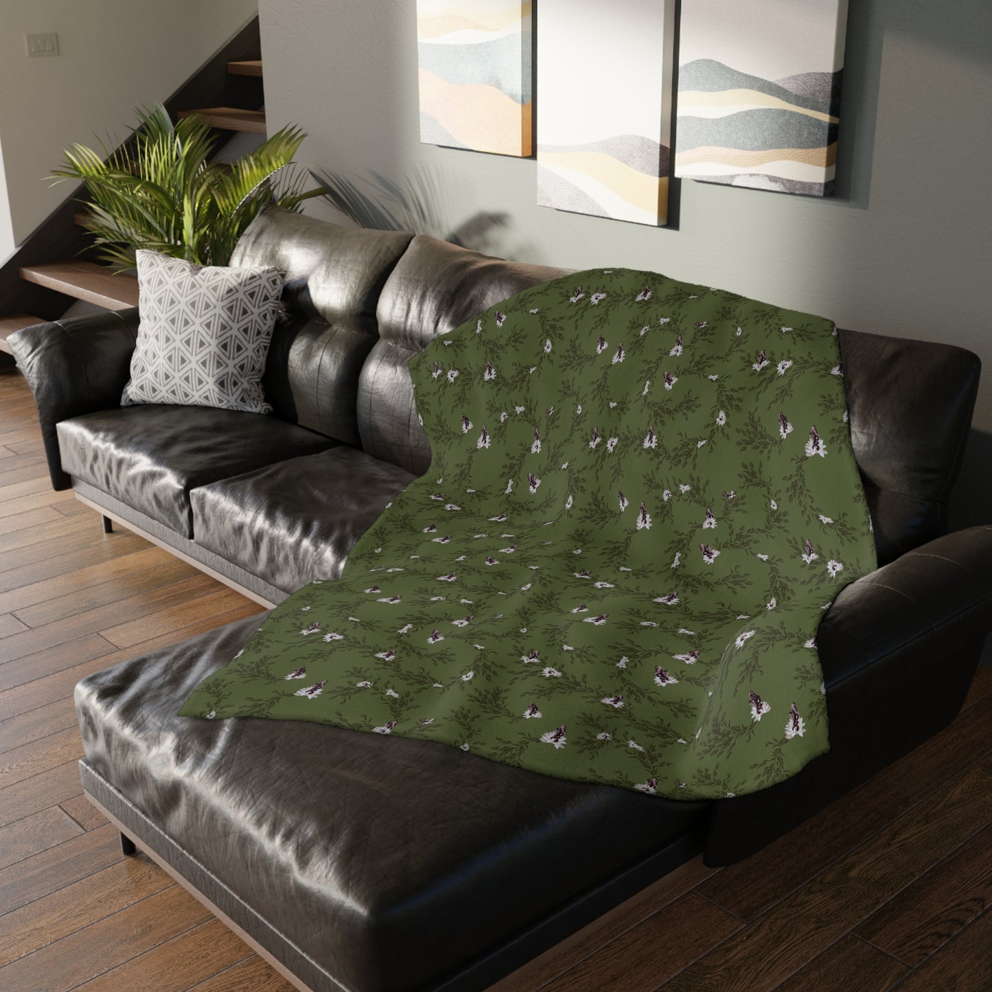 Autumn Daisy Print - Velveteen Blanket