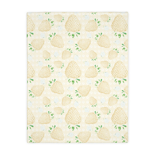 Velveteen Microfiber Blanket -Lemon Retro Strawberry print