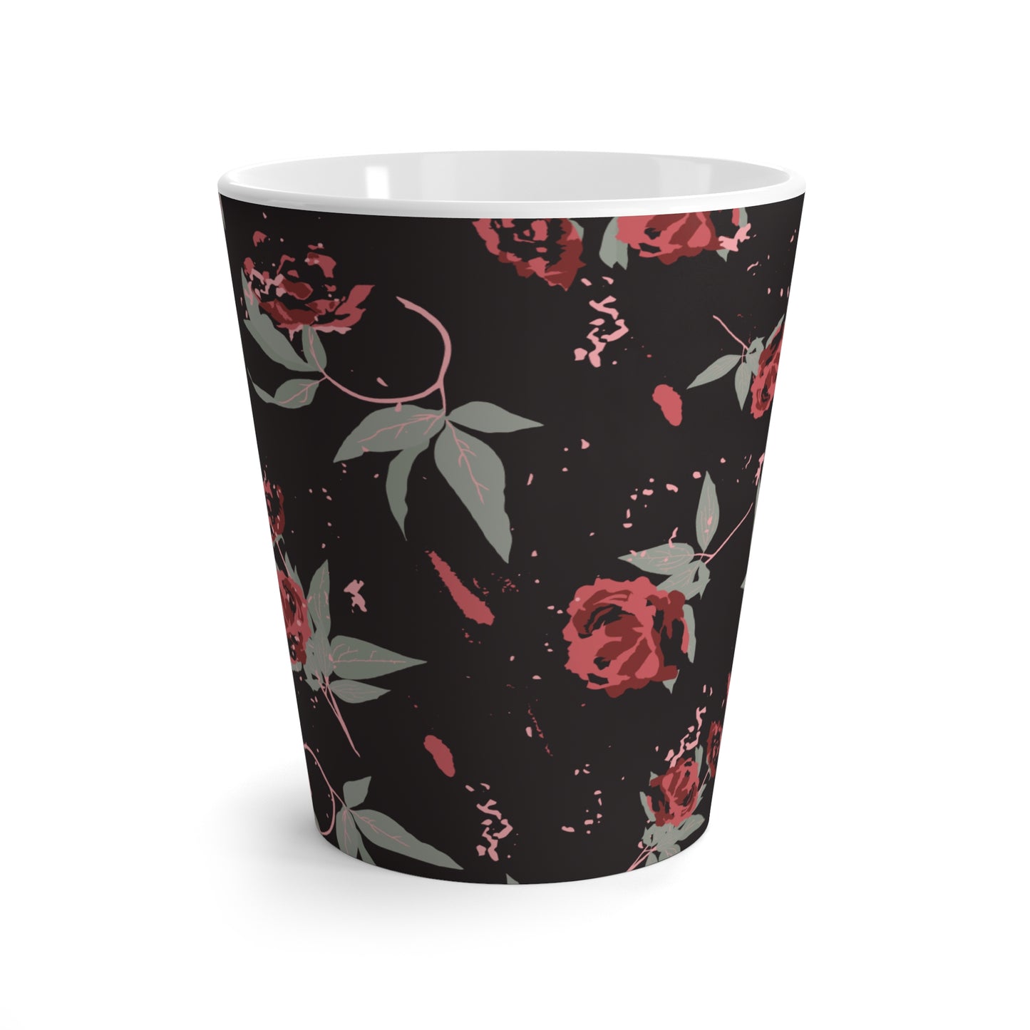 Latte Mug : Black Rose Lipstick Print