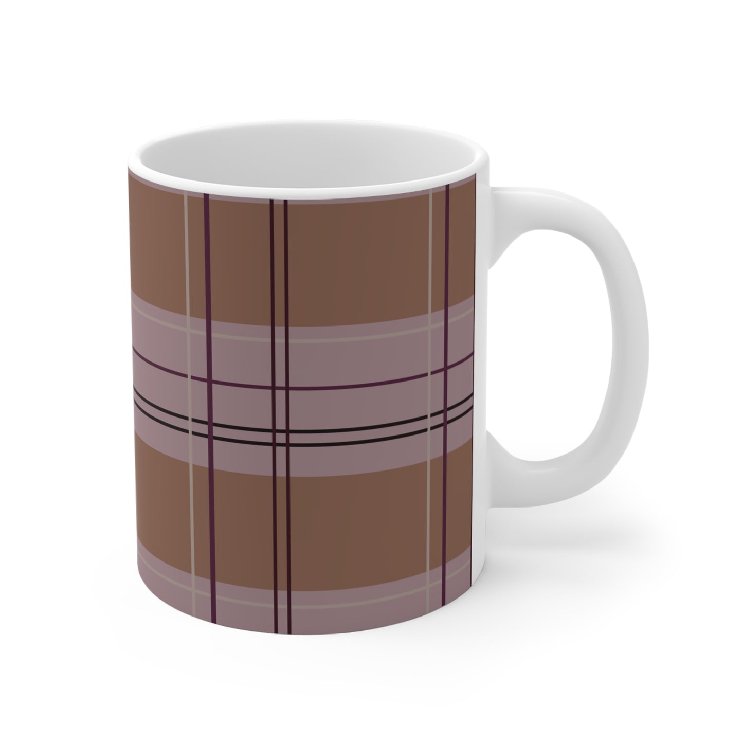 Mug 11oz  : Pink & Pumpkin Plaid print