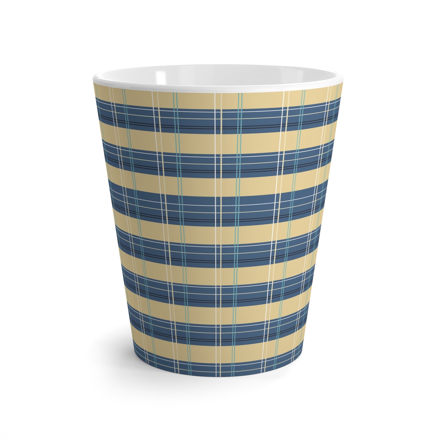 Denim and Gold Plaid print Latte Mug