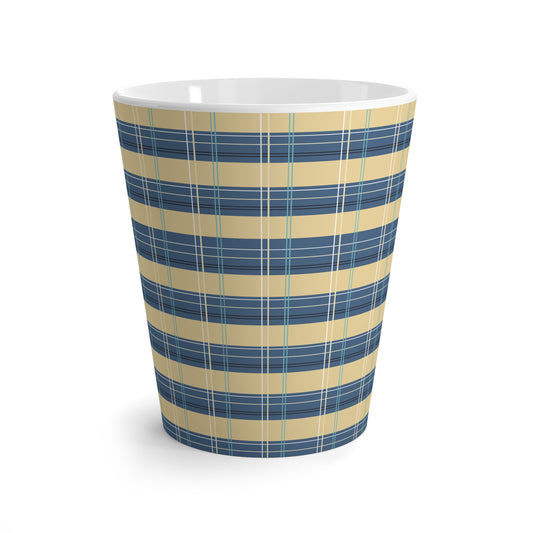 Denim and Gold Plaid print Latte Mug