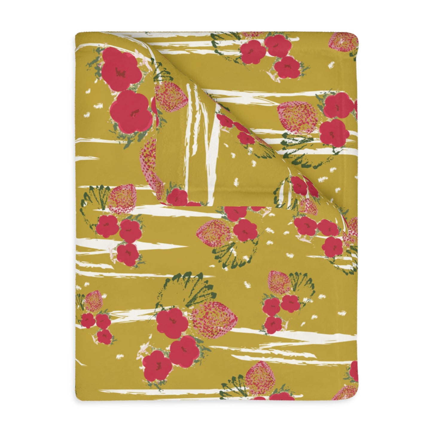 Vibrant Velveteen Blanket - Chartreuse Berry print