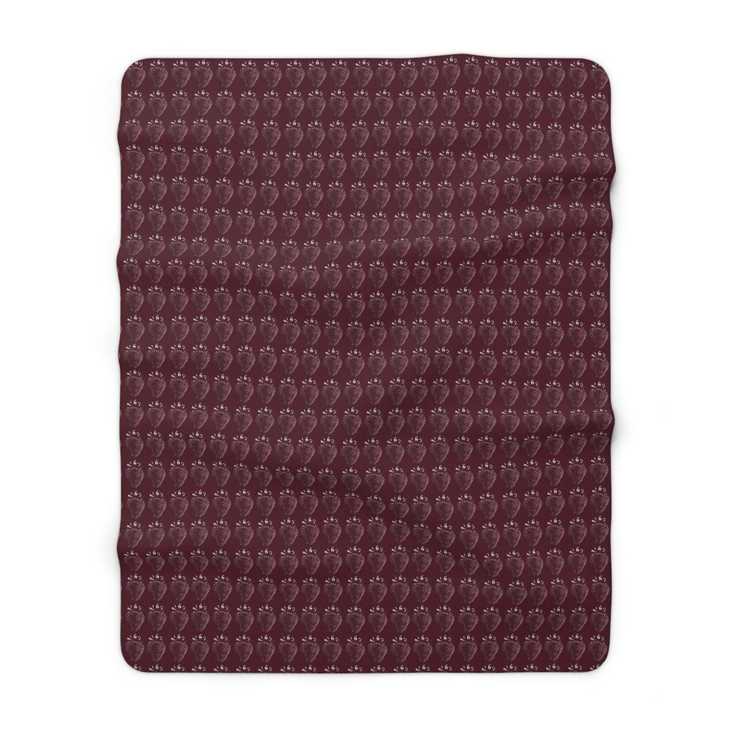 Strawberry Stamp Sherpa Fleece Blanket in Cranberry