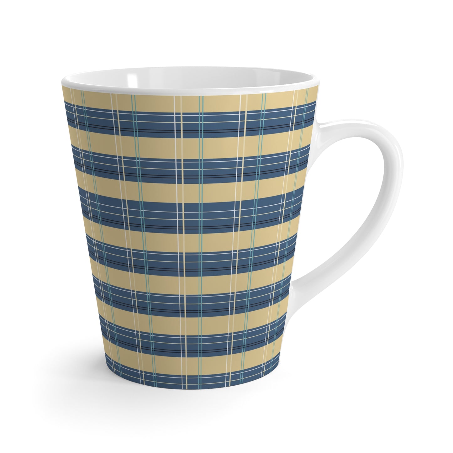 Denim and Gold Plaid print Latte Mug