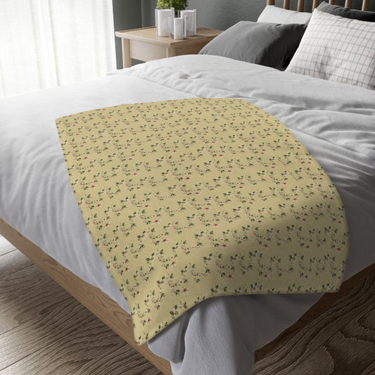 Cozy Floral Velveteen Microfiber Blanket - Cottage Vine print