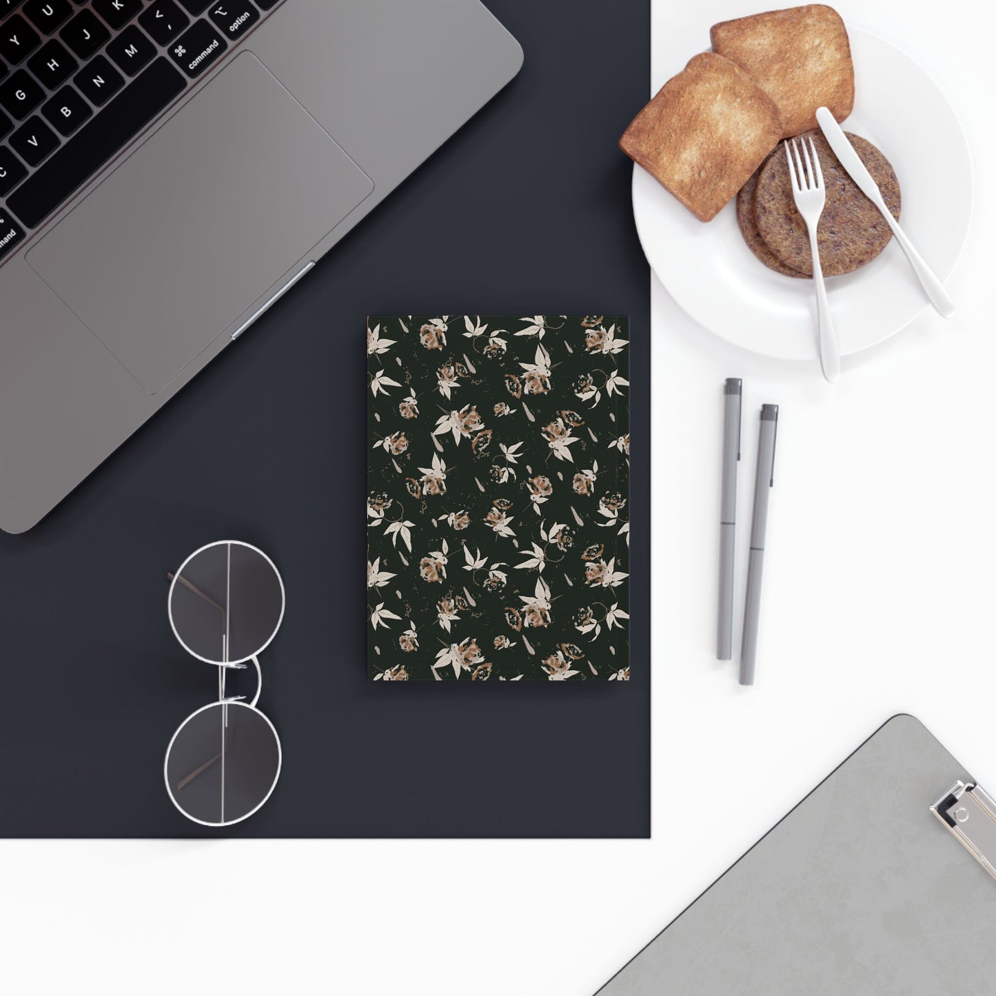 Hard Backed Journal : Evergreen Rose Print