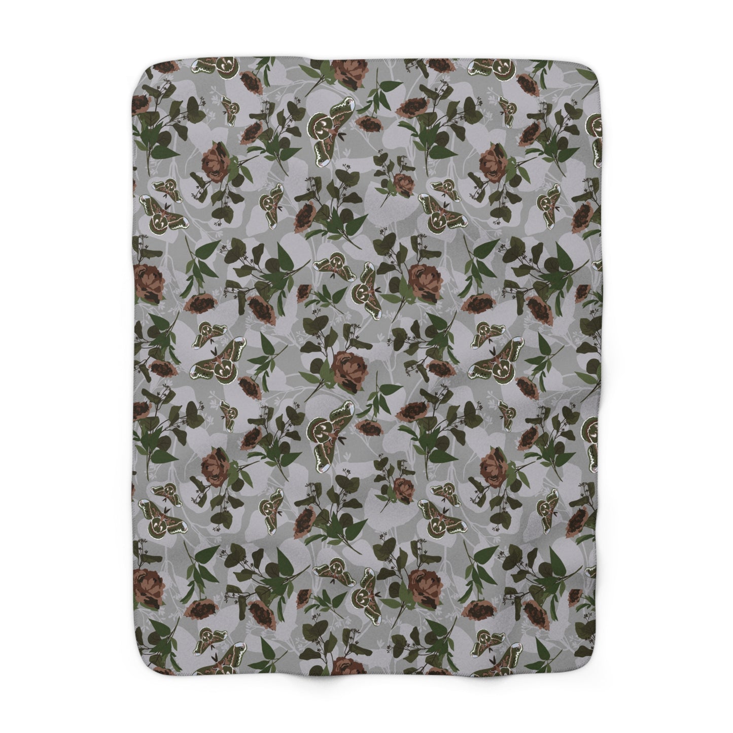 Green Moth Sherpa Fleece Blanket