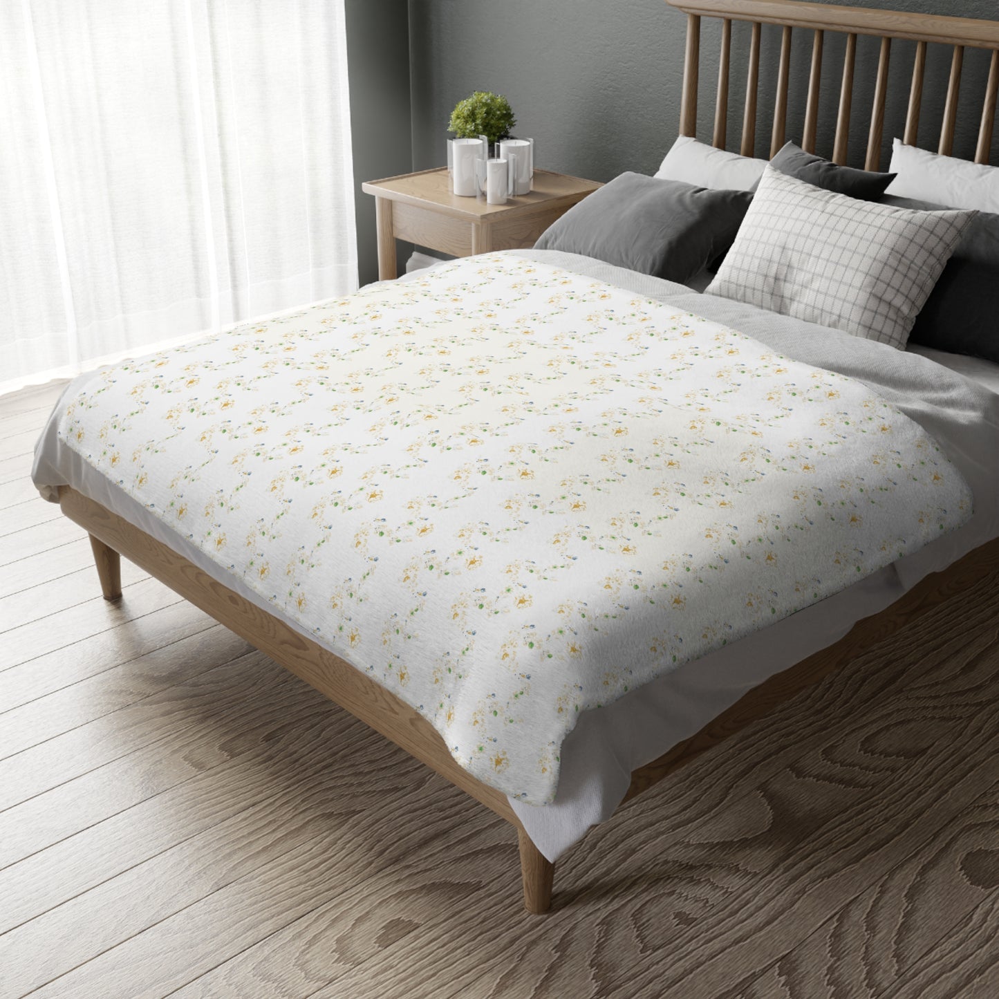 Butter Yellow Vining Velveteen Blanket