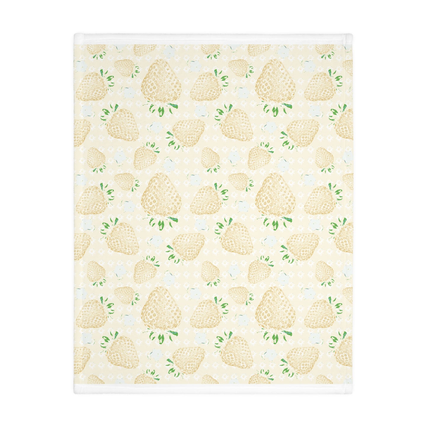 Velveteen Microfiber Blanket -Lemon Retro Strawberry print
