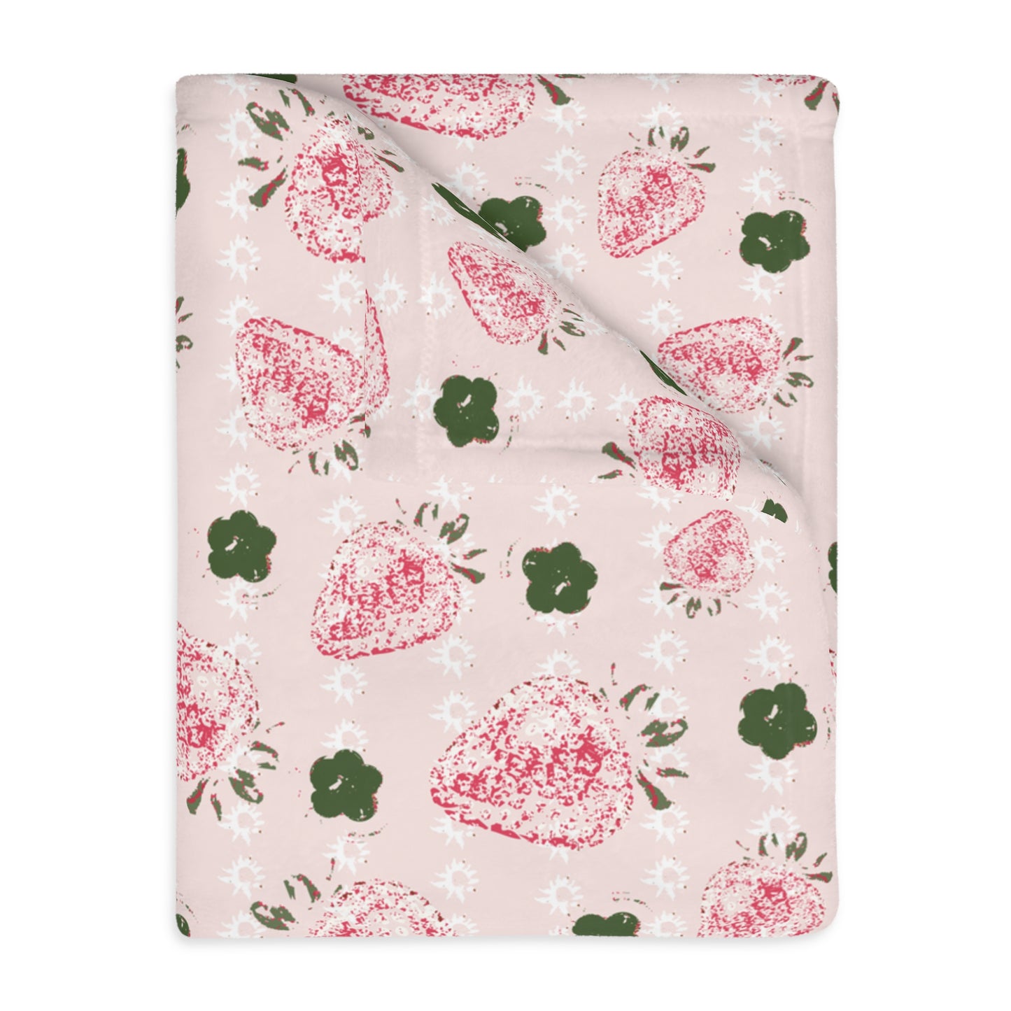 Cozy Velveteen Microfiber Blanket with Retro Strawberry print