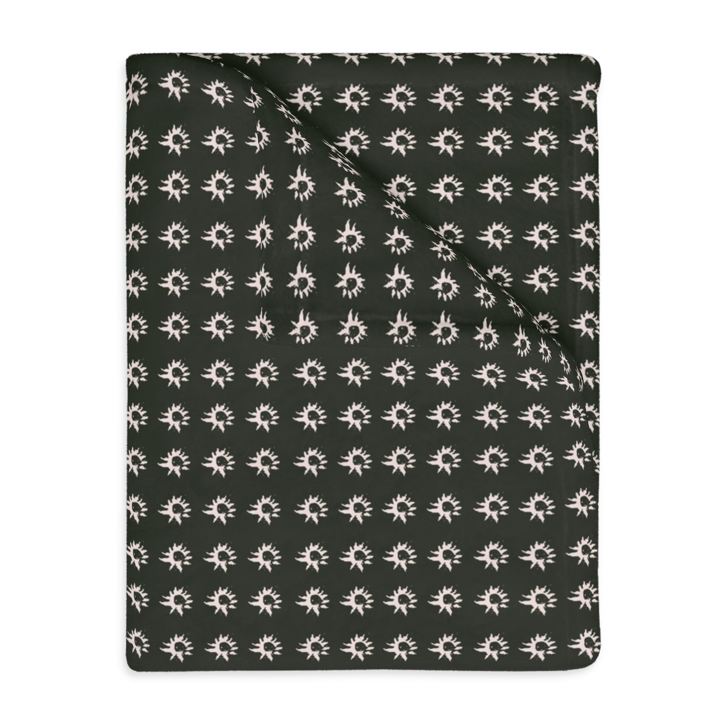 Velveteen Blanket Throw :Black Geo Star Print