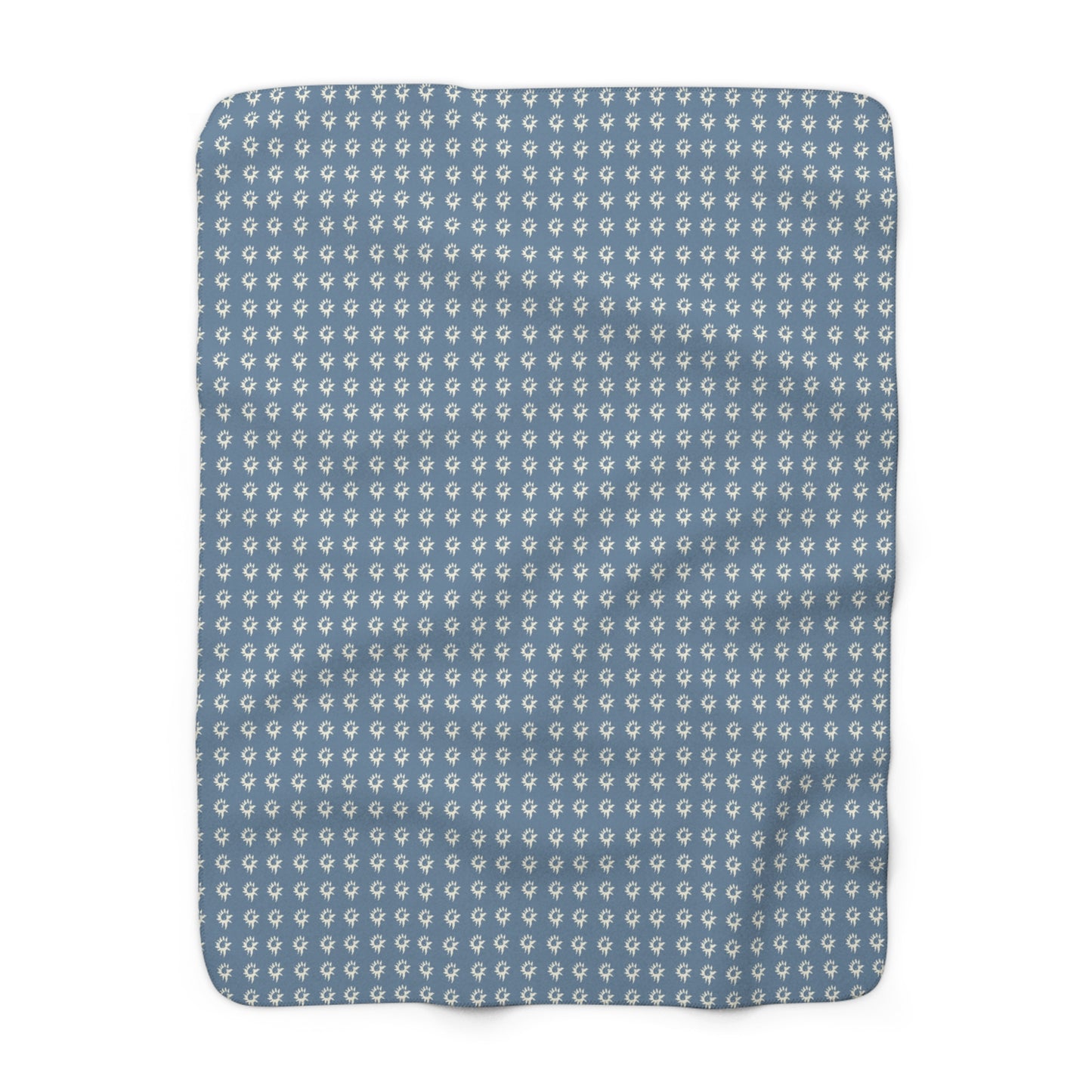 Cozy Sherpa Fleece Blanket with Denim Geo Star pattern