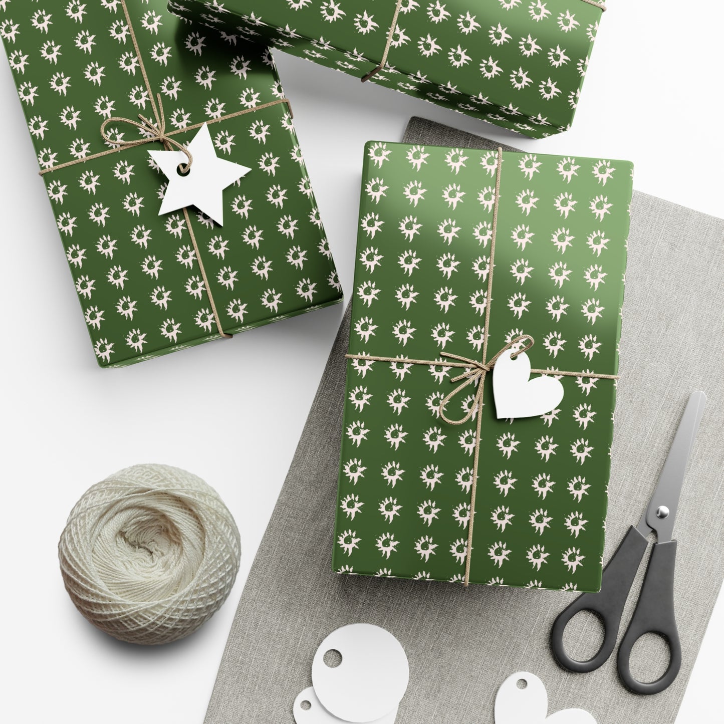 Forest Green Geo Star Gift Wrap Papers