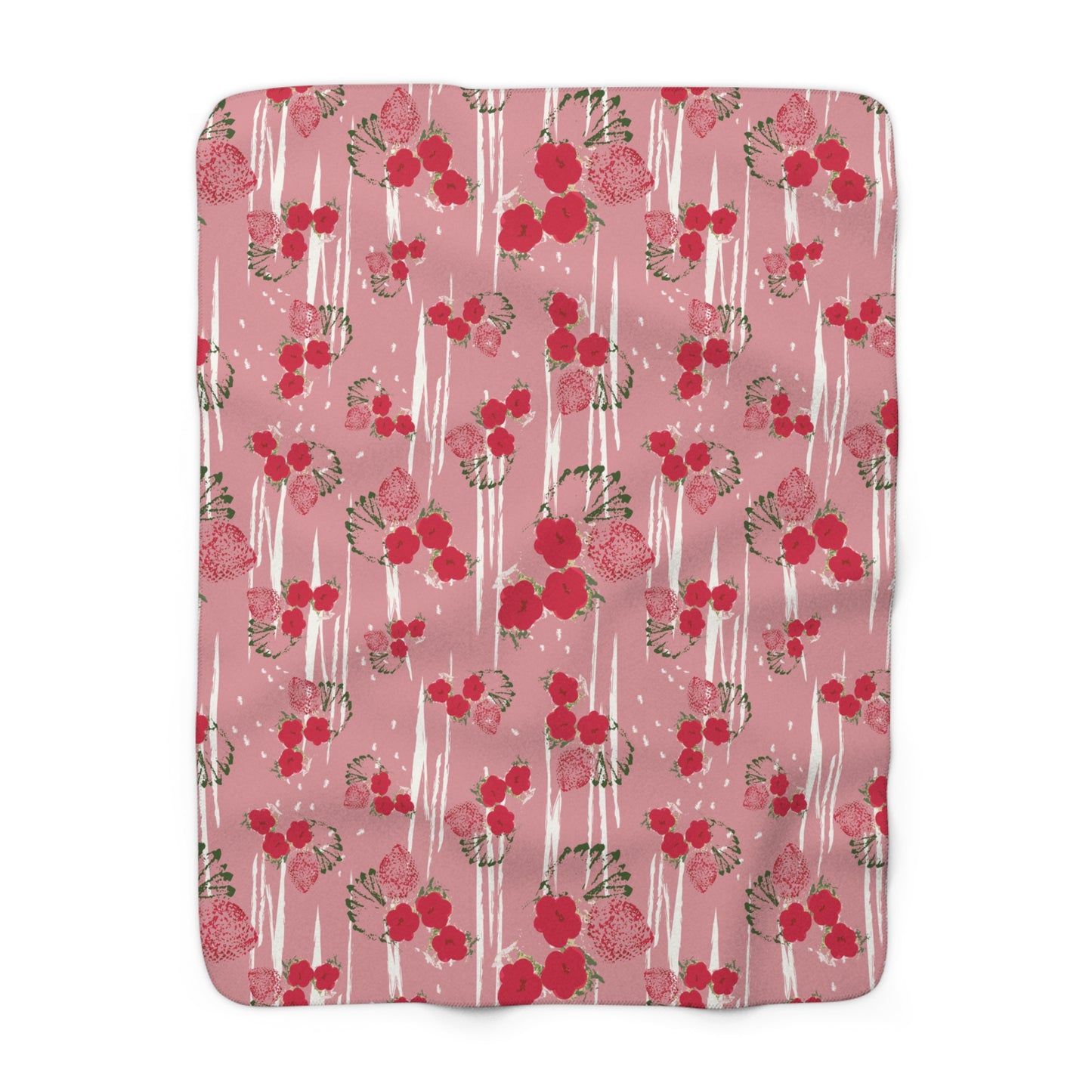 Strawberry Garden Sherpa Fleece Blanket