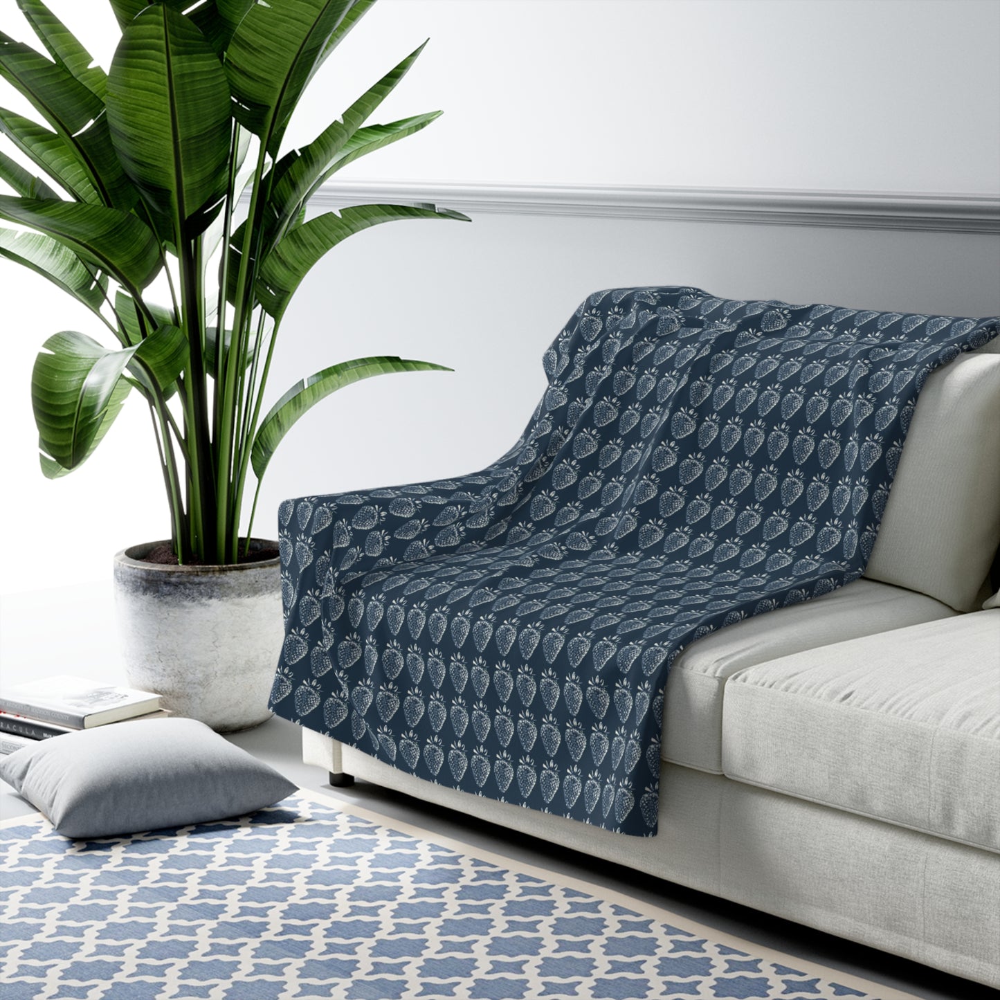 Sherpa Fleece Blanket with Bluejean Berry print