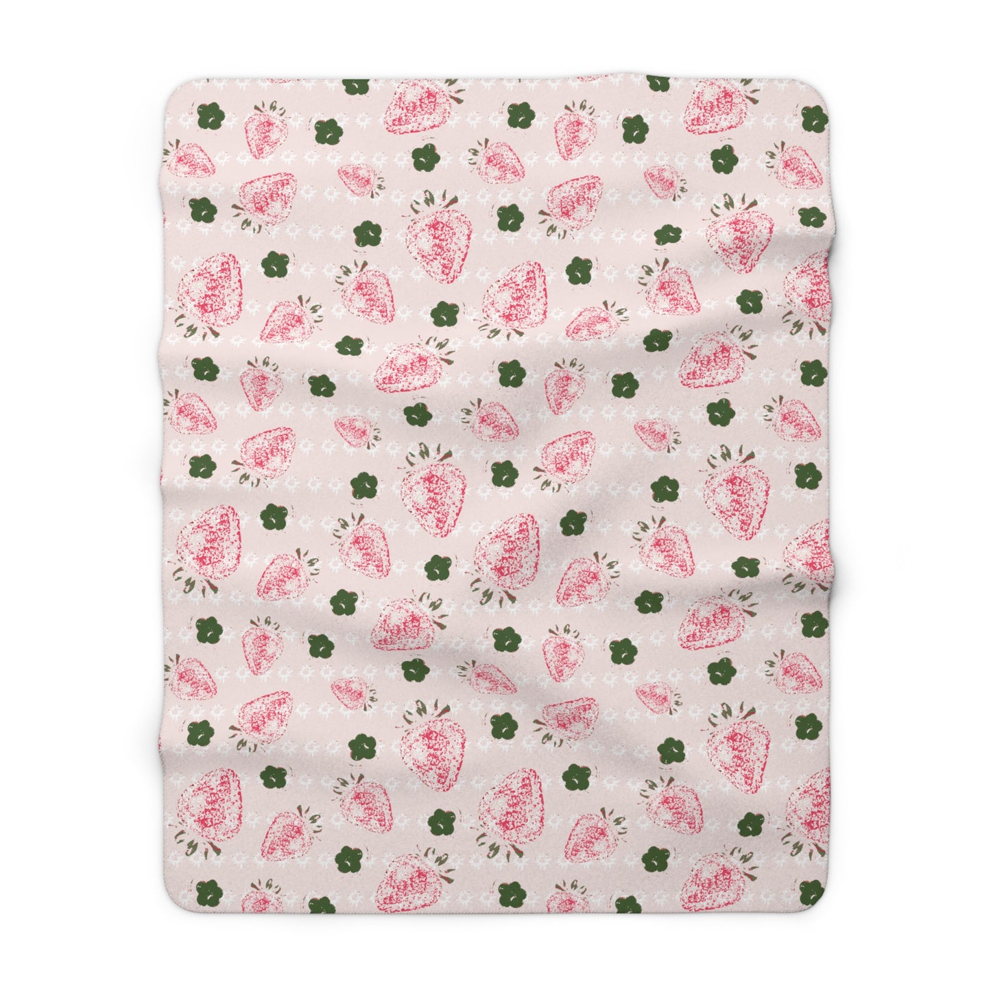 Retro Strawberry Sherpa Fleece Blanket