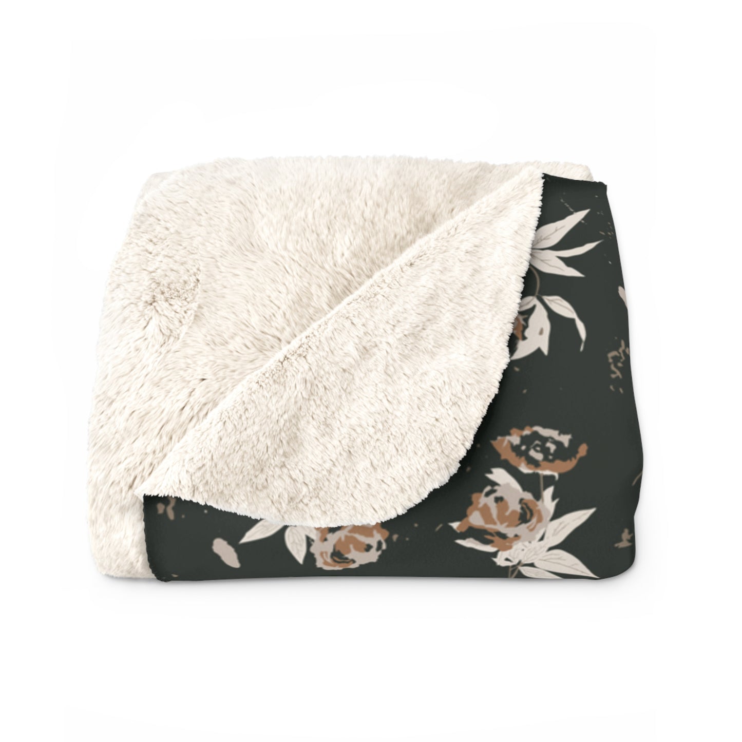 Evergreen Rose Sherpa Fleece Blanket