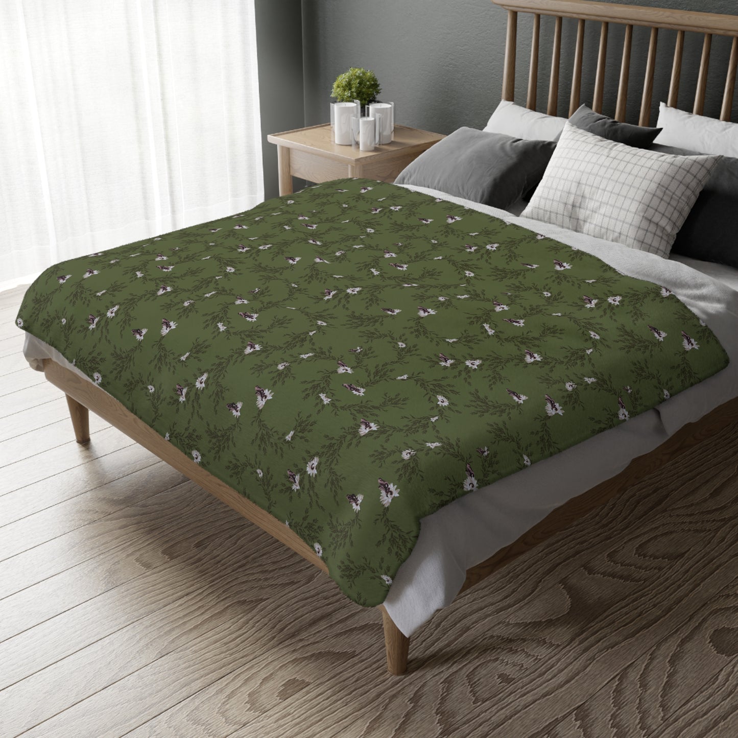 Autumn Daisy Print - Velveteen Blanket