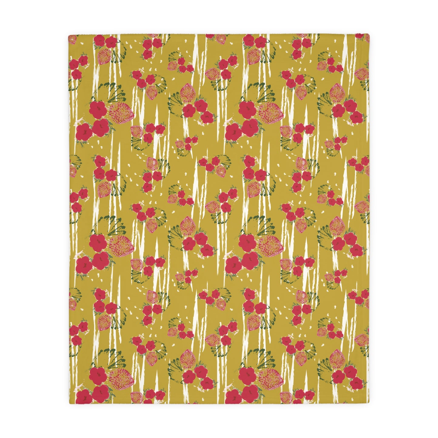Vibrant Velveteen Blanket - Chartreuse Berry print