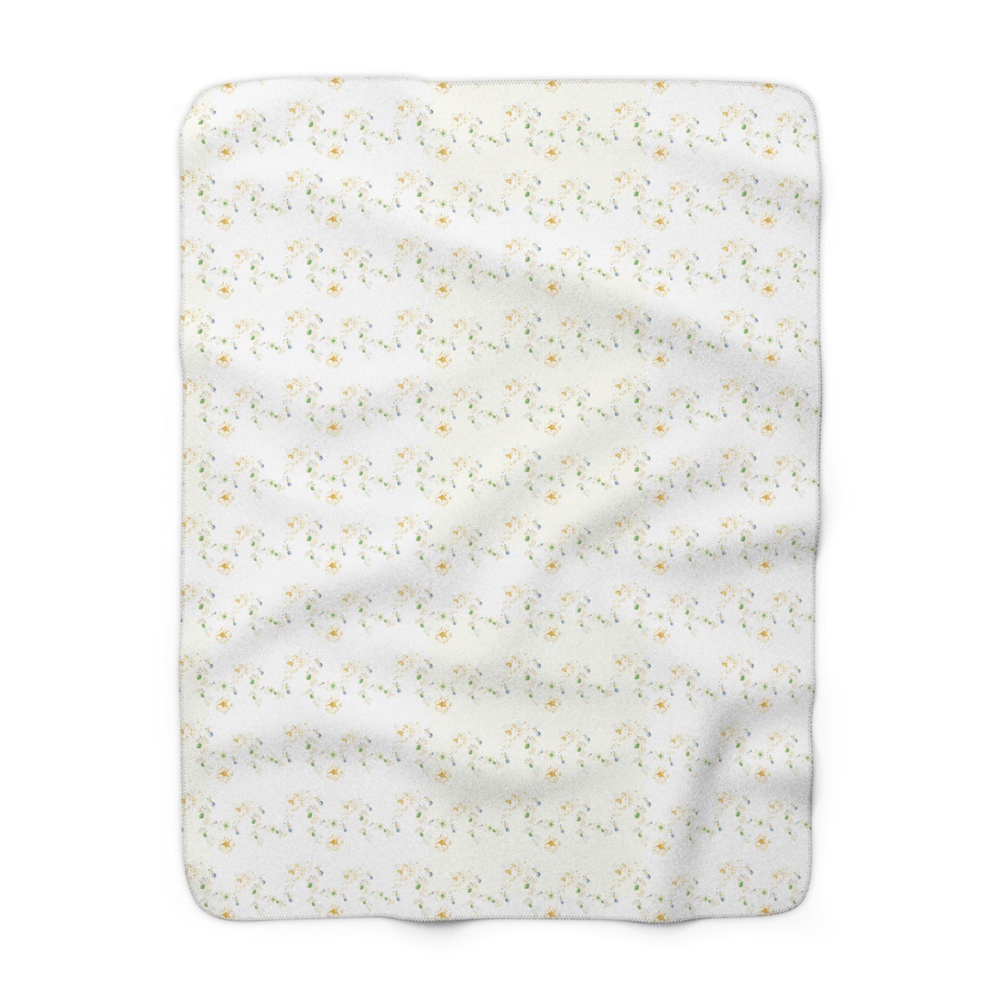 Sherpa Fleece Blanket - Butter Yellow Berry Vine Design