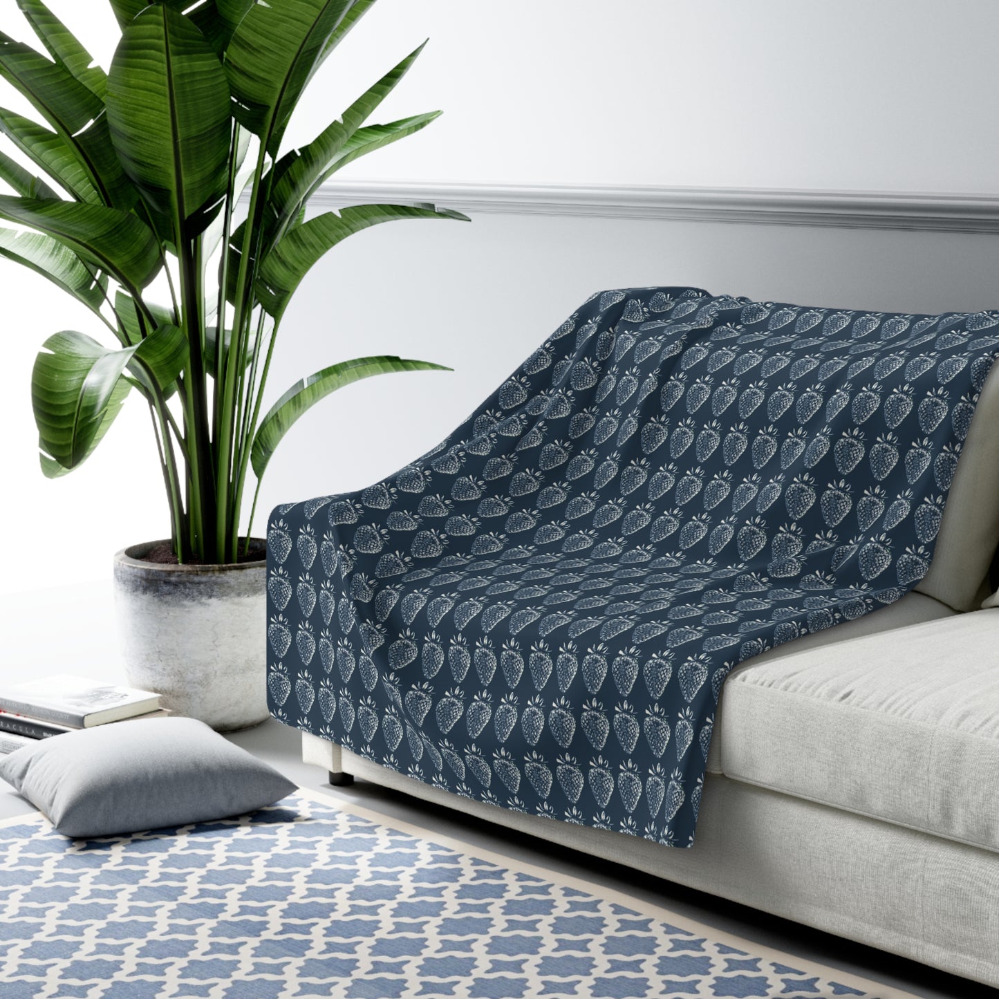 Sherpa Fleece Blanket with Bluejean Berry print