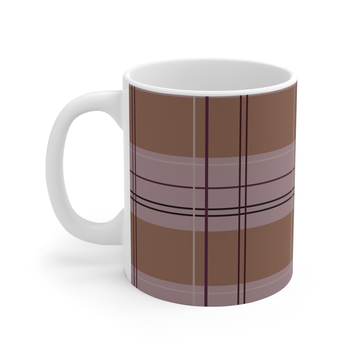 Mug 11oz  : Pink & Pumpkin Plaid print