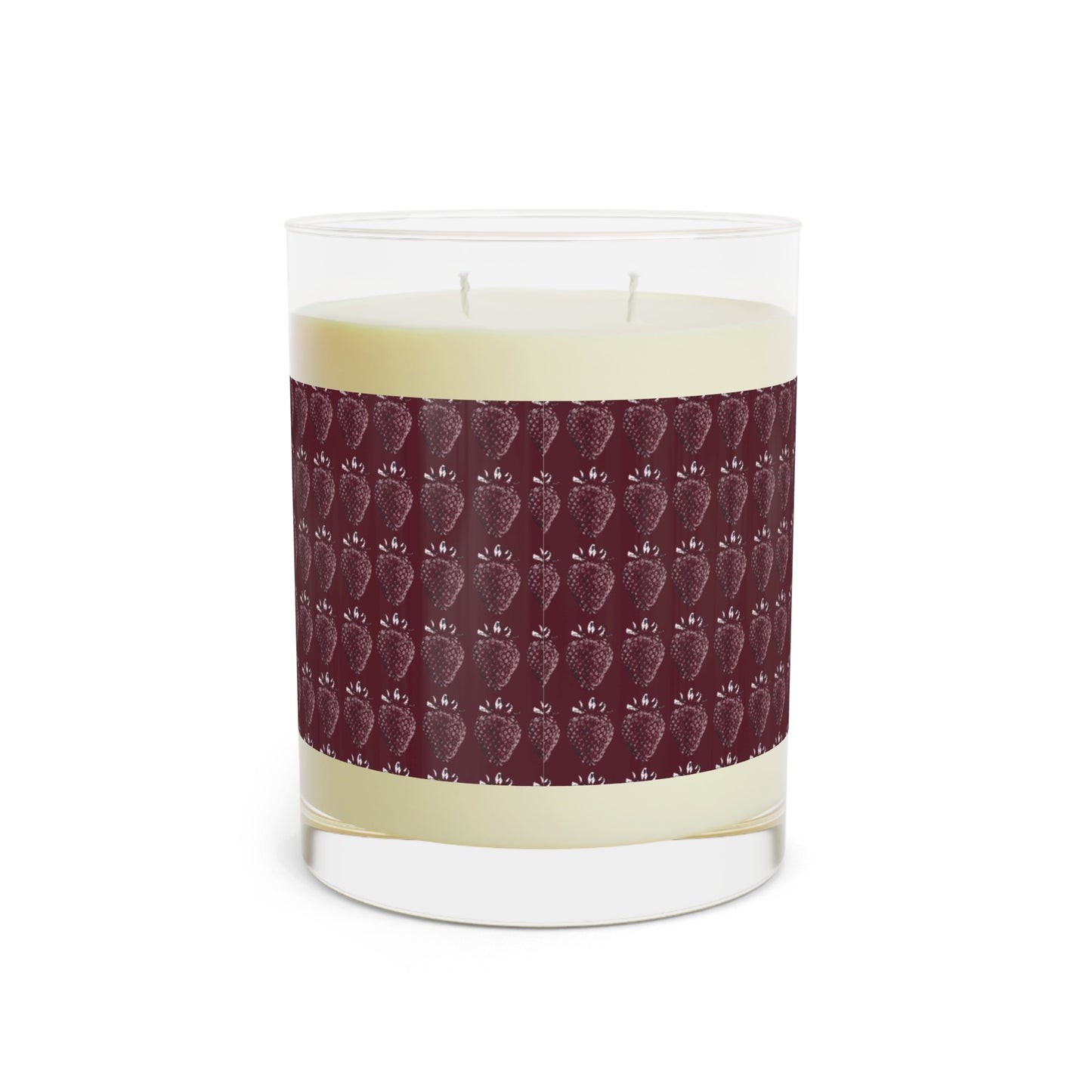 Strawberry Stamp Scented Candle in Cranberry