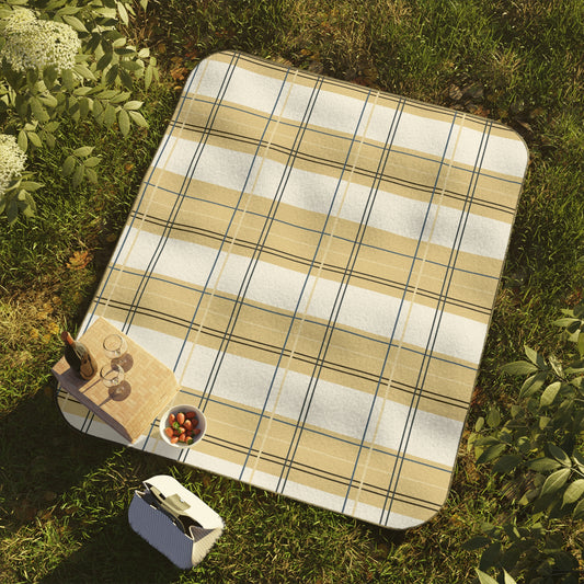 Picnic Blanket with Sunny Yellow Plaid print