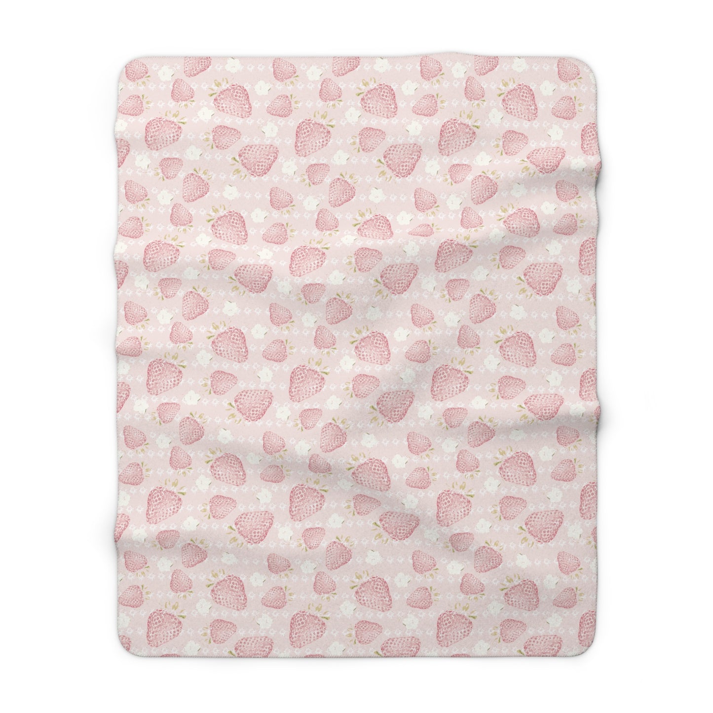 Retro Strawberry Sherpa Fleece Blanket