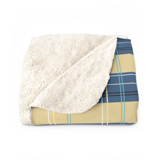 Denim & Gold Plaid Sherpa Fleece Blanket