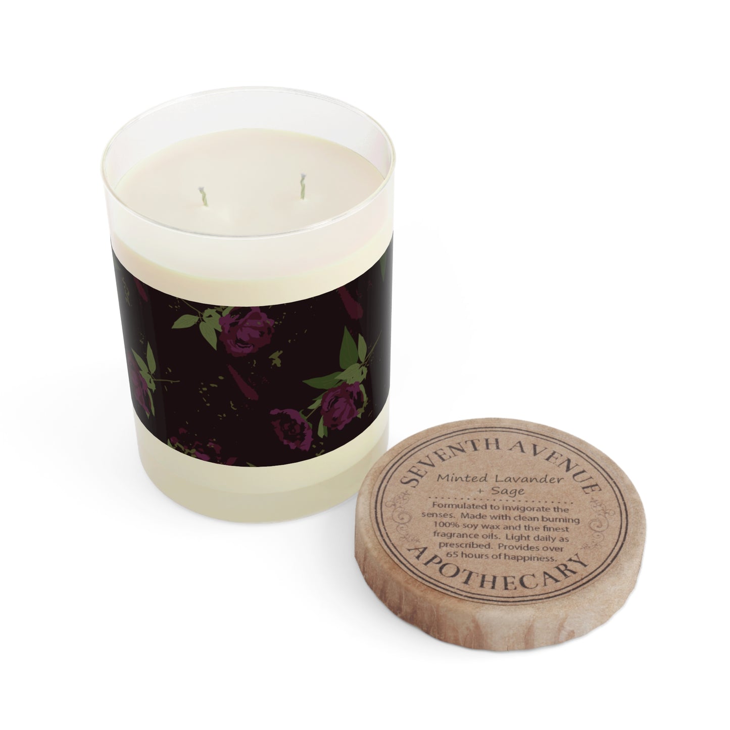 Black Rose Scented Candle - Full Glass, 11oz