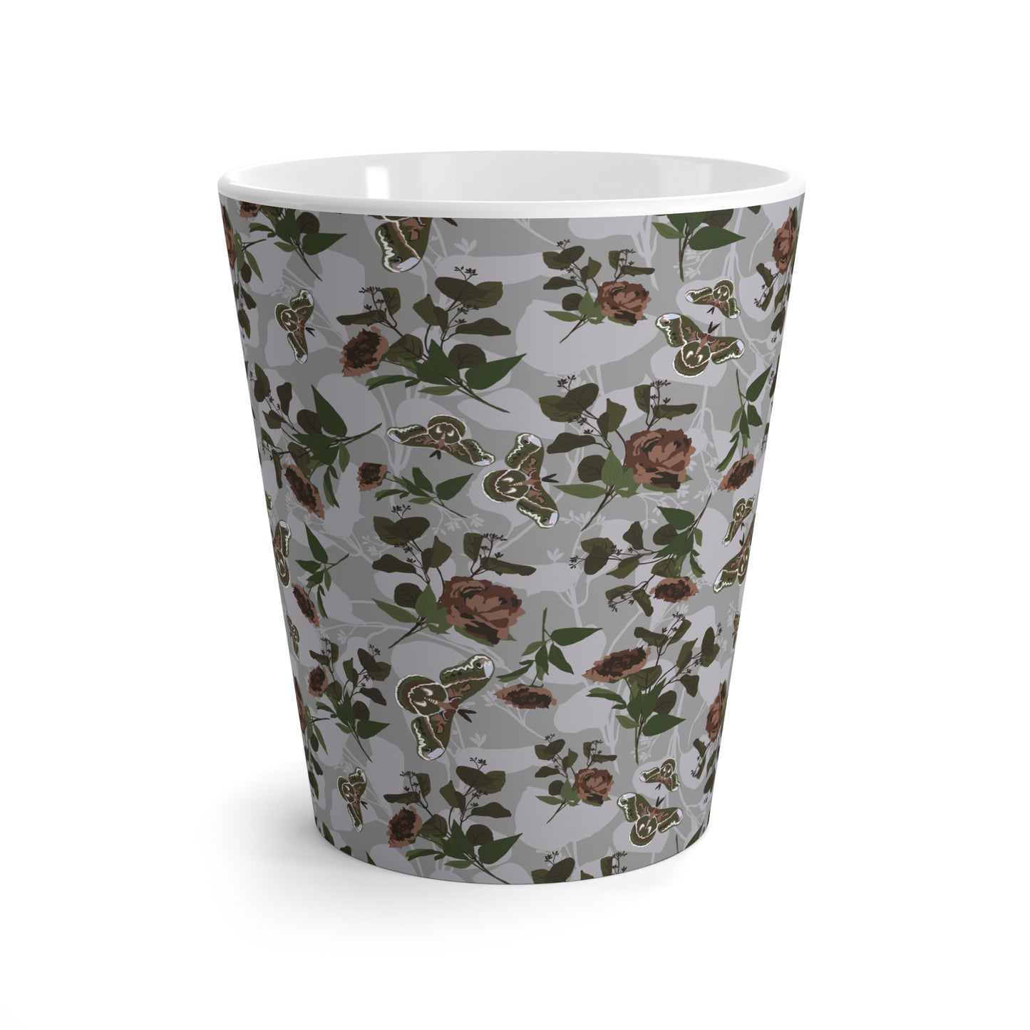 Latte Mug : Green Moth print