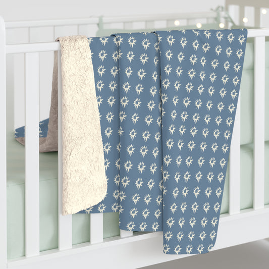 Cozy Sherpa Fleece Blanket with Denim Geo Star pattern