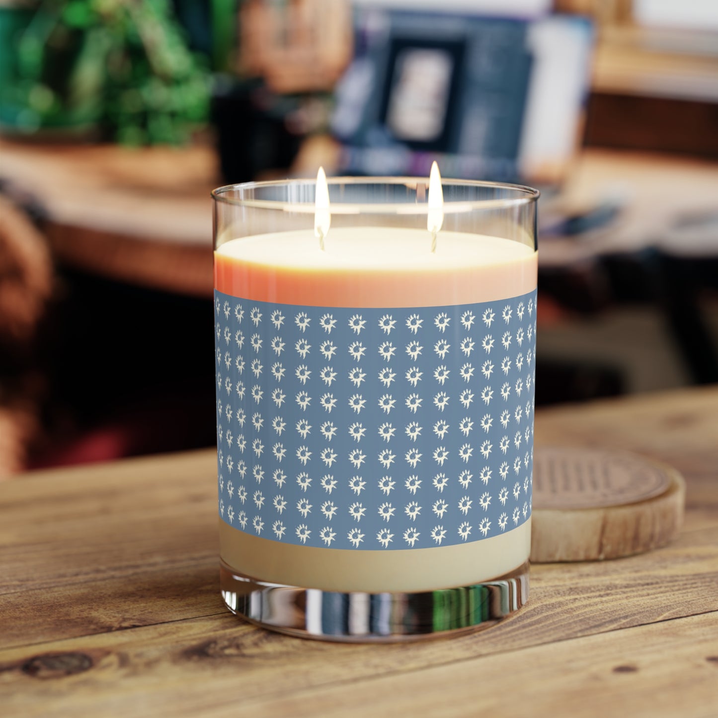 Geo Star Scented Candle in Denim - Full Glass, 11oz