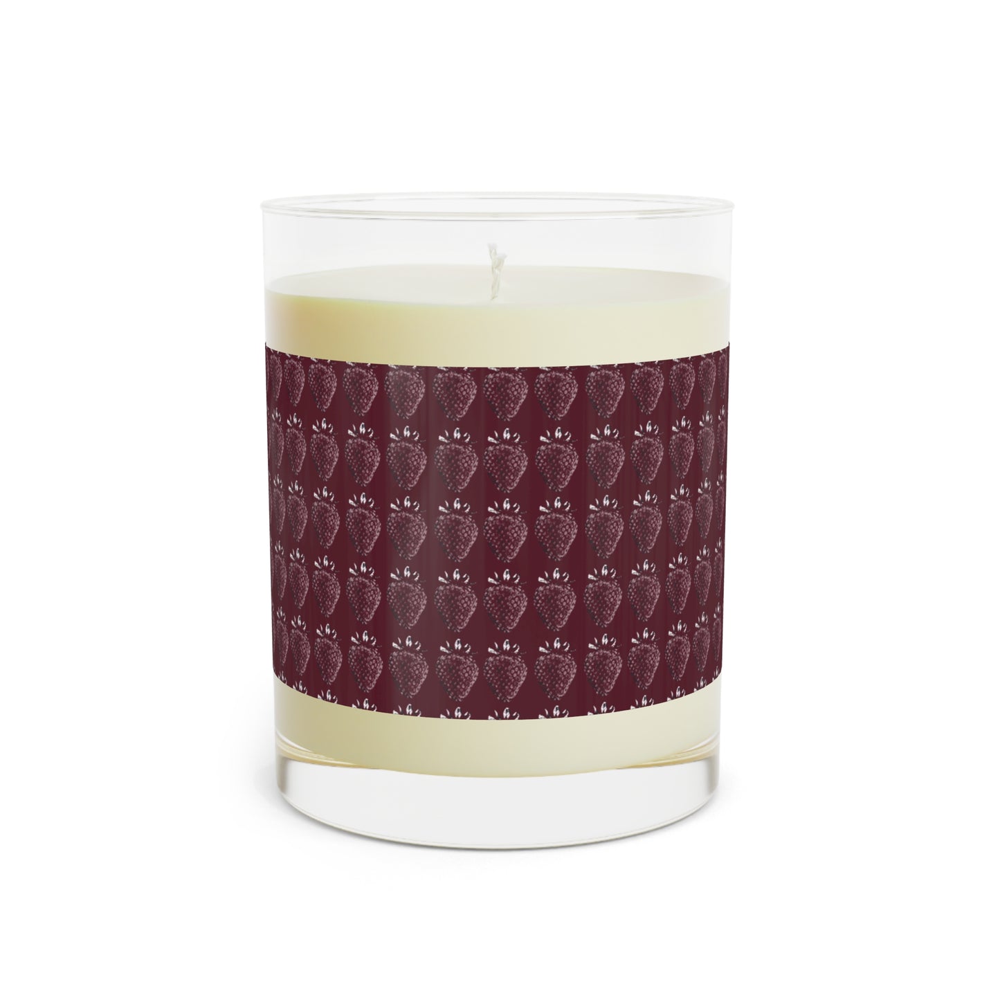 Strawberry Stamp Scented Candle in Cranberry