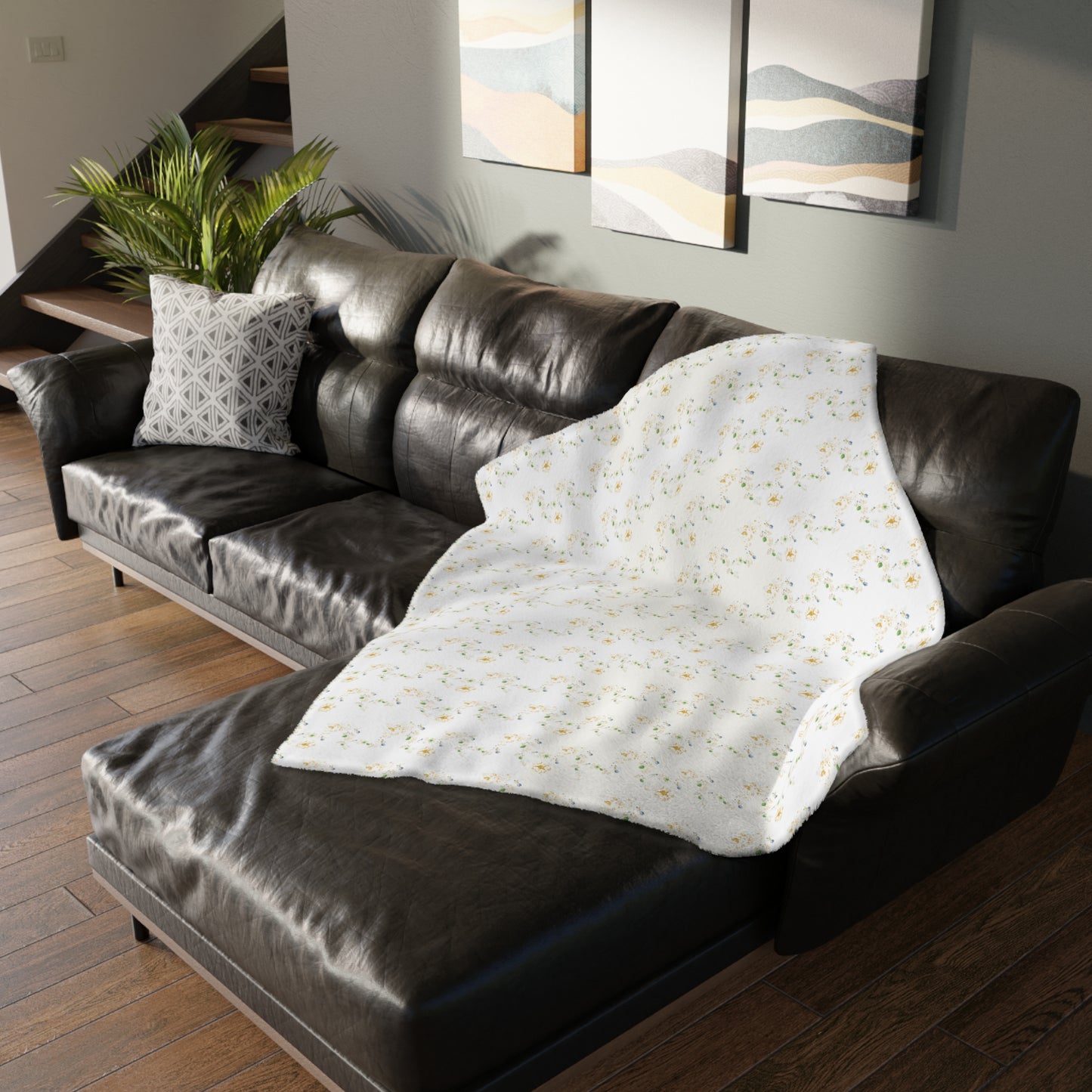 Butter Yellow Vining Velveteen Blanket