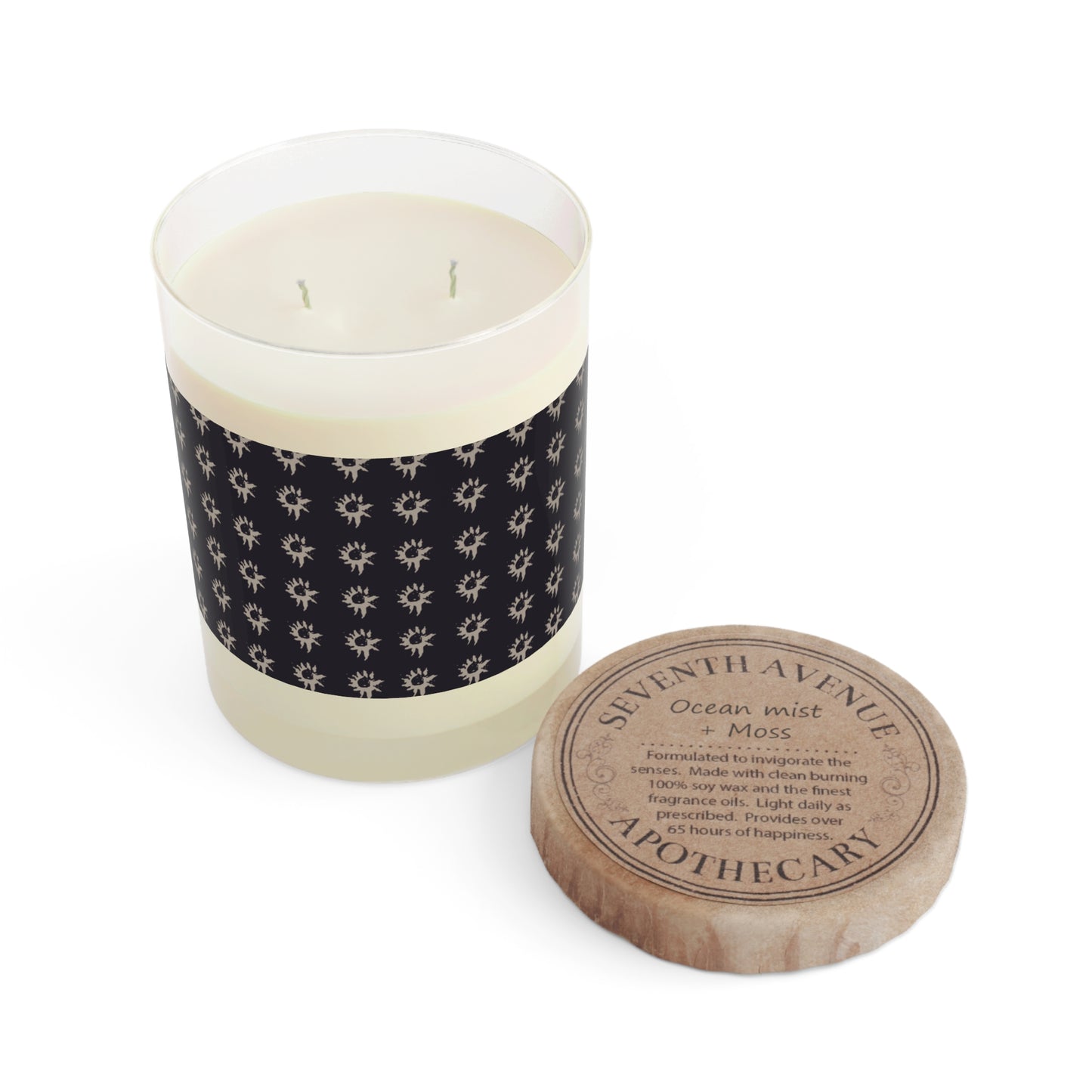 Black Geo Star Scented Candle - Full Glass, 11oz