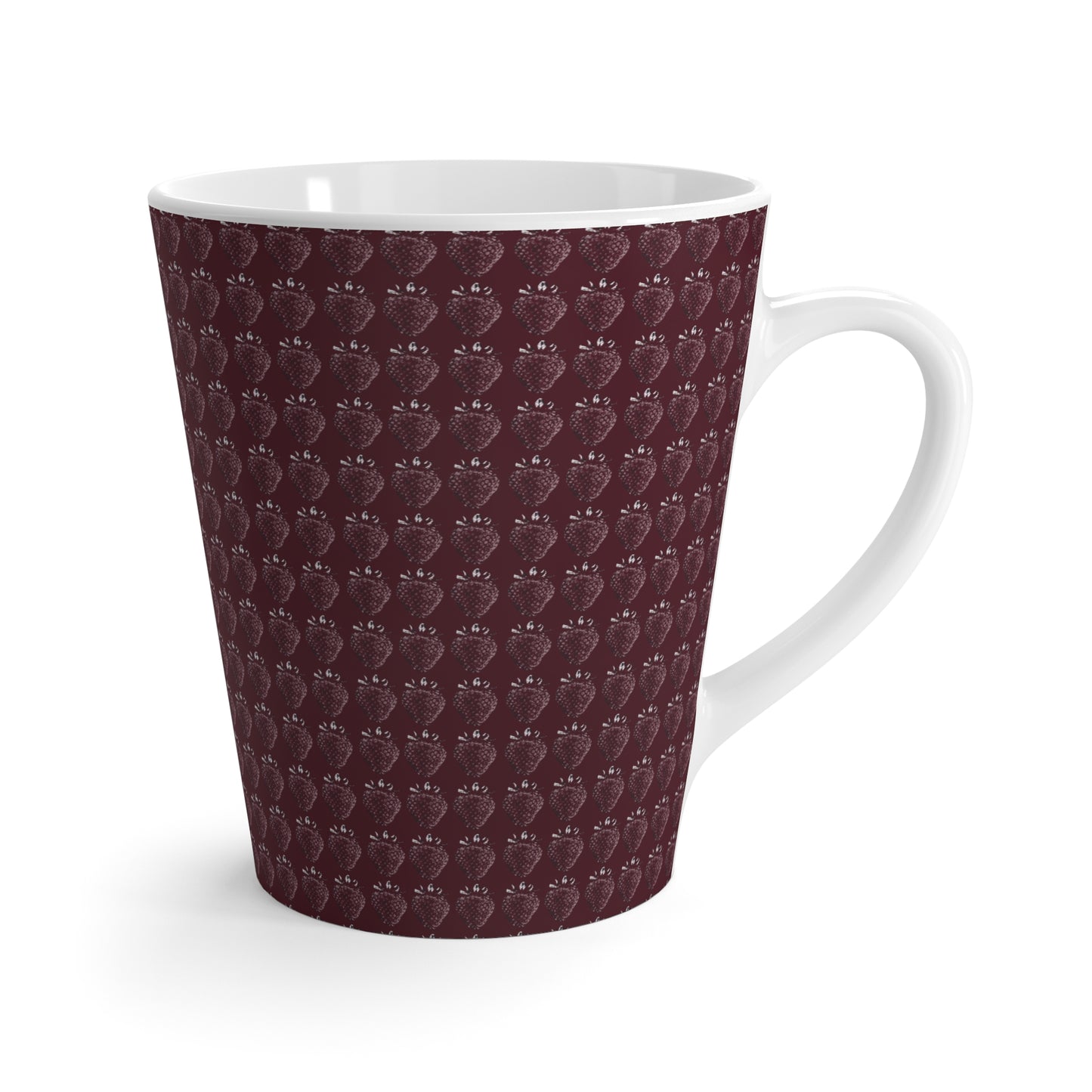 Latte Mug : Strawberry Stamp in Cranberry print