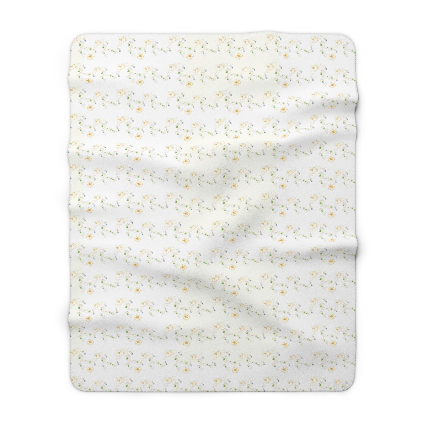 Sherpa Fleece Blanket - Butter Yellow Berry Vine Design