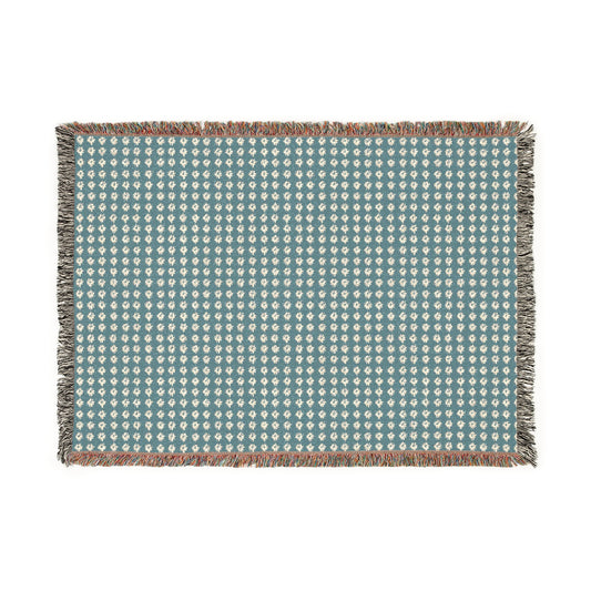 Cozy Woven Blanket - Denim Geo Star print