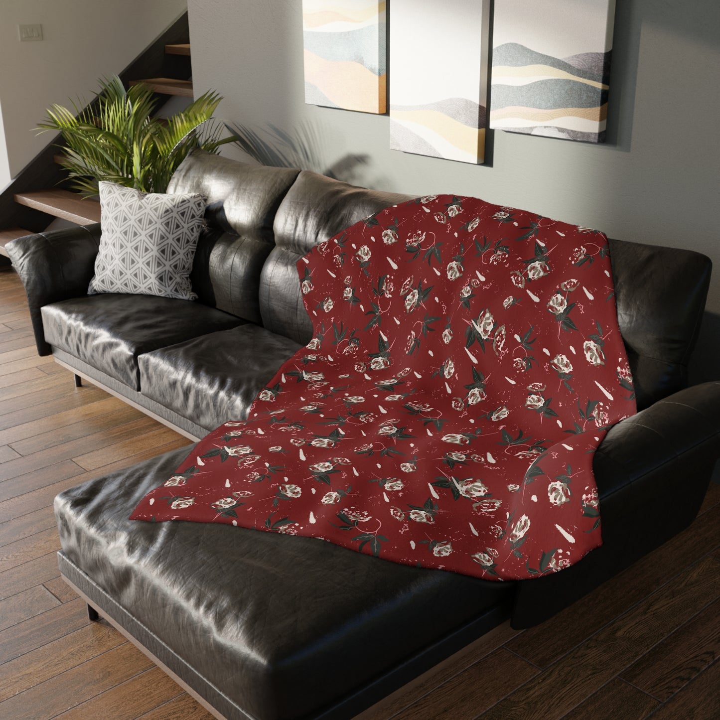 Christmas Rose Velveteen Blanket