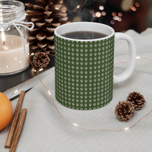 Mug 11oz : Forest Green Geo Star print