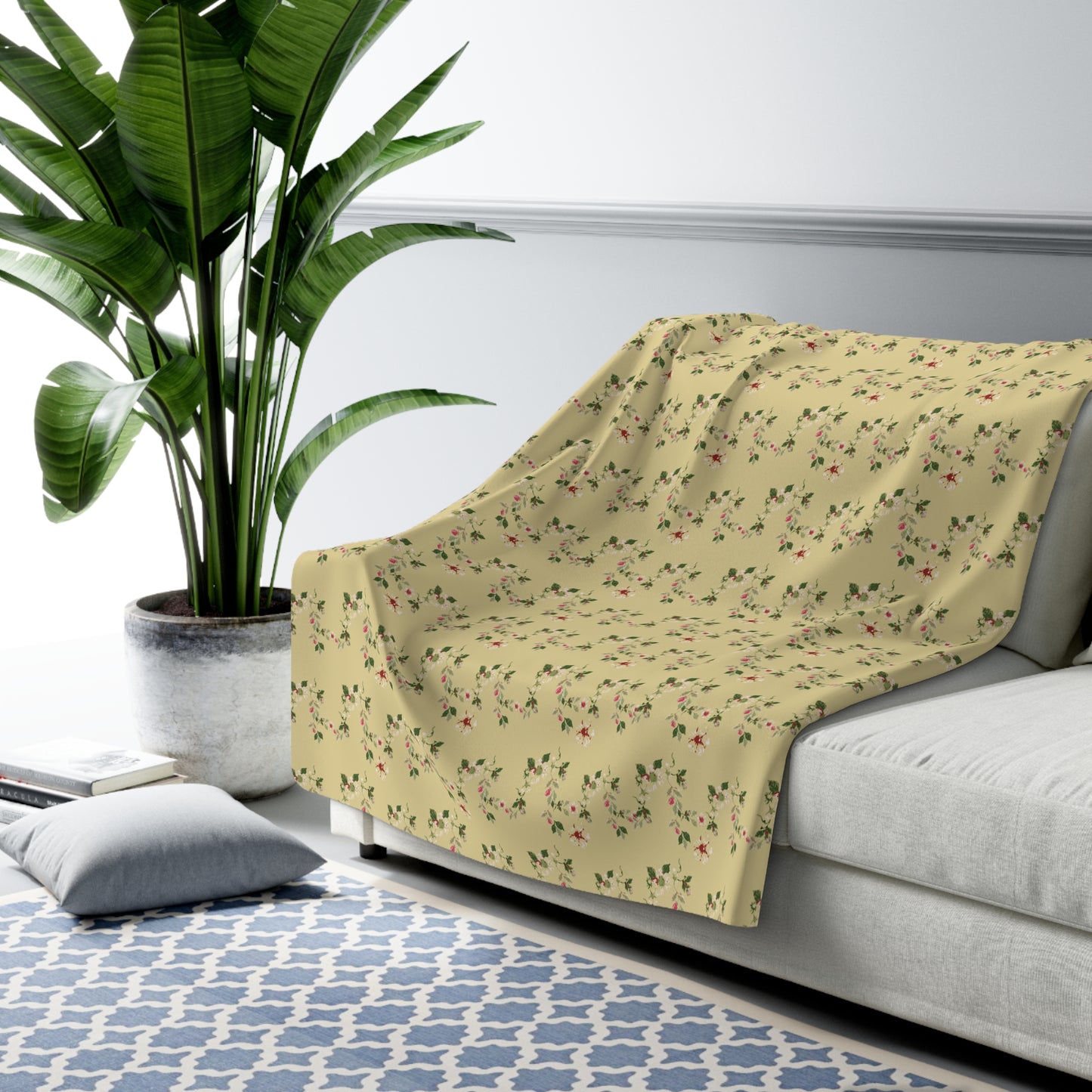 Cottage Vine Sherpa Fleece Blanket