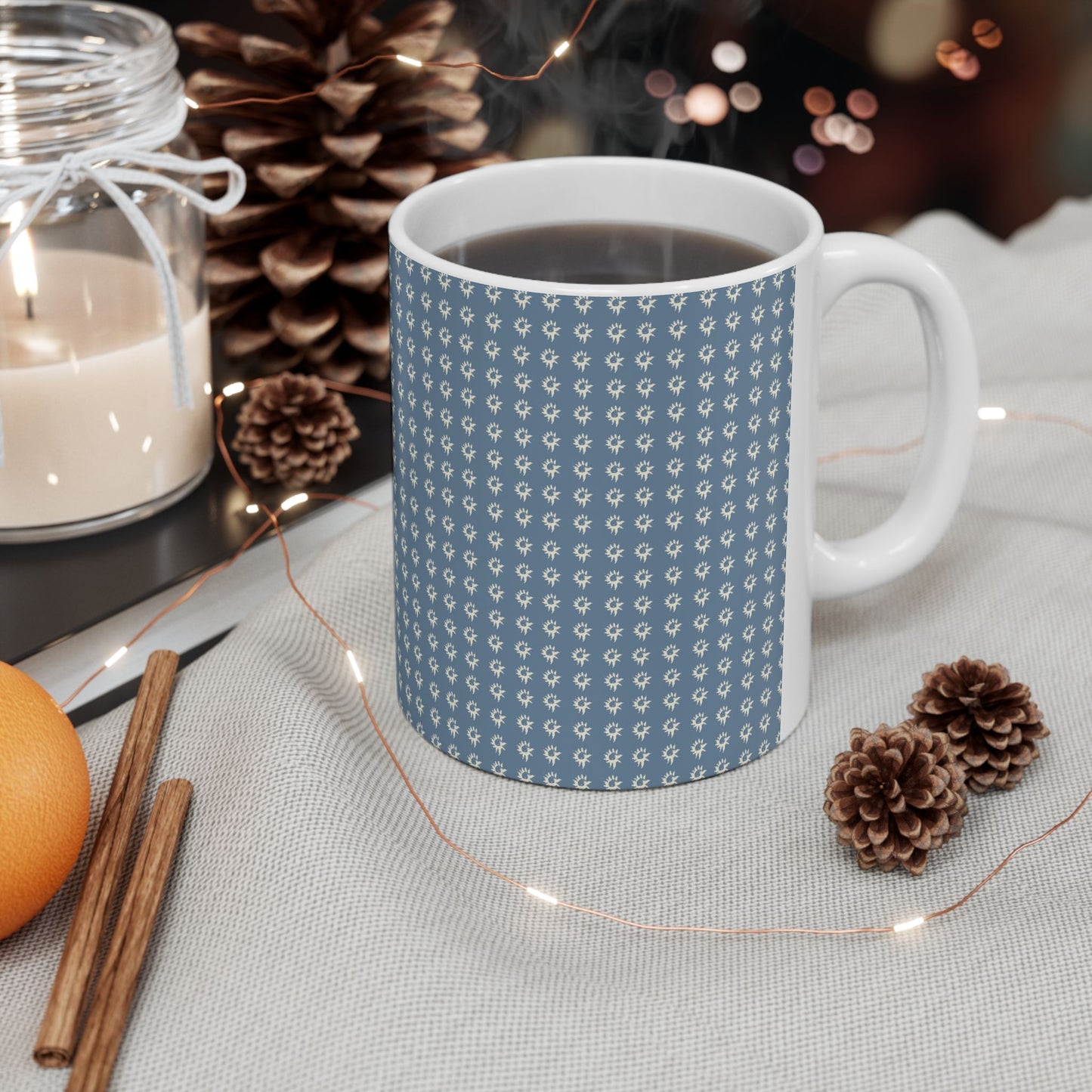 Chic Patterned Ceramic Mug - 11oz & 15oz - Geo Star Print